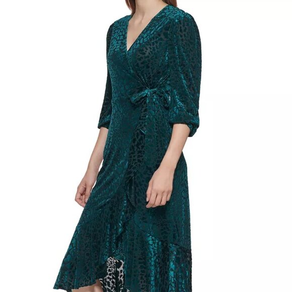 Calvin Klein Petite Animal-Print Velvet Burnout Dress - Picture 3 of 3